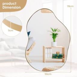 Costway Irregular Wall Mirror Metal Frame Asymmetrical Mirror Decorative Vanity Mirror in Gold - thumbnail 2