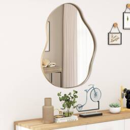 Costway Irregular Wall Mirror Metal Frame Asymmetrical Mirror Decorative Vanity Mirror in Gold - thumbnail 5