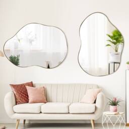 Costway Irregular Wall Mirror Metal Frame Asymmetrical Mirror Decorative Vanity Mirror in Gold - thumbnail 4