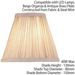 "Loops 6"" Luxury Round Tapered Lamp Shade Cream Pleated Organza Modern Elegant Drum" - thumbnail 2