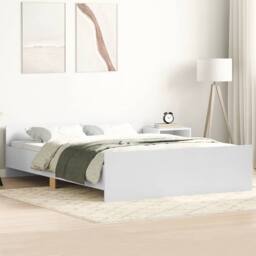 Berkfield Home Durable Bed Frame with Headboard & Footboard White 140x190 cm - thumbnail 2
