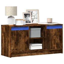 Berkfield Home TV Cabinet with LED Smoked Oak 100x34x50 cm Engineered Wood in Brown - Size: 100 x 34 x 50 cm - thumbnail 1