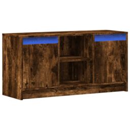 Berkfield Home TV Cabinet with LED Smoked Oak 100x34x50 cm Engineered Wood in Brown - Size: 100 x 34 x 50 cm - thumbnail 3