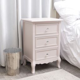 Melody Maison Pink 3 Drawer Bedside Table - Sophia Pink Range in Pale Pink - thumbnail 3
