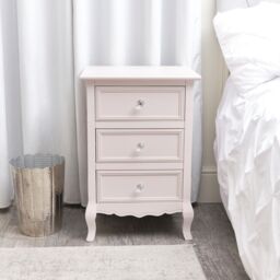 Melody Maison Pink 3 Drawer Bedside Table - Sophia Pink Range in Pale Pink - thumbnail 6