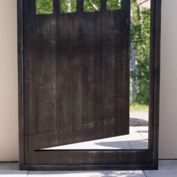 Primrose Open Gate Illusion Garden Mirror Arched Wooden Glass 180cm in Black - thumbnail 4