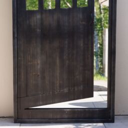 Primrose Open Gate Illusion Garden Mirror Arched Wooden Glass 180cm in Black - thumbnail 2