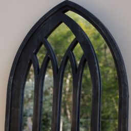 Primrose Open Gate Illusion Garden Mirror Arched Wooden Glass 180cm in Black - thumbnail 3