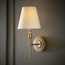 ValueLights Maggie Pair of Wall Lights with Linen Tapered Lamp Shades & Bulbs in Silver - thumbnail 3