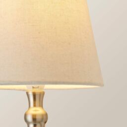 ValueLights Maggie Pair of Wall Lights with Linen Tapered Lamp Shades & Bulbs in Silver - thumbnail 5