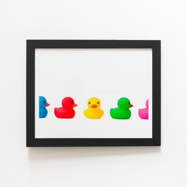 "Warren Reed - Designer Coloured Rubber Ducks Framed Art Print in Black - Size: W20"" x H30""" - image 1