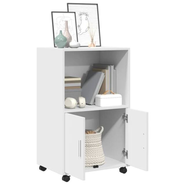 Berkfield Home Rolling¬†Cabinet White 55x40x91 cm Engineered Wood - Size: 55 x 40 x 91 cm - image 1