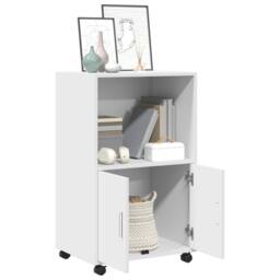 Berkfield Home Rolling¬†Cabinet White 55x40x91 cm Engineered Wood - Size: 55 x 40 x 91 cm - thumbnail 1