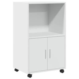 Berkfield Home Rolling¬†Cabinet White 55x40x91 cm Engineered Wood - Size: 55 x 40 x 91 cm - thumbnail 3