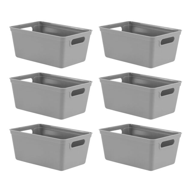 simpa 4L Plastic Studio Organiser Trays with Handles - Set of 6 in Grey - image 1