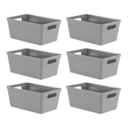 simpa 4L Plastic Studio Organiser Trays with Handles - Set of 6 in Grey - thumbnail 1