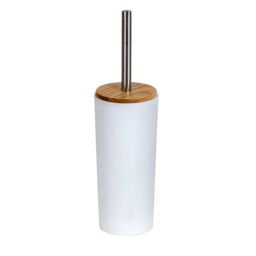 Showerdrape Sonata Black & Bamboo Toilet Brush & Holder in White - thumbnail 3
