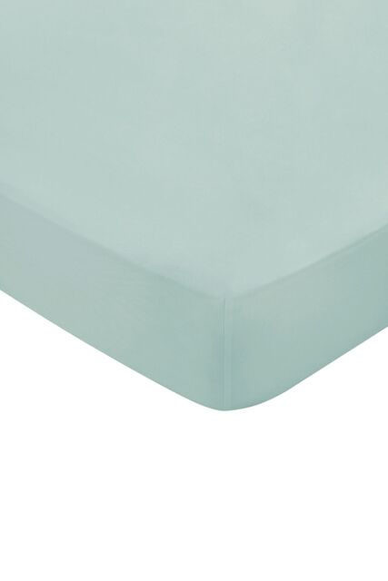 1951 'Luxury 400 Thread Count' Cotton Sateen Fitted Sheet in Green - Size: Super King Flat - image 1