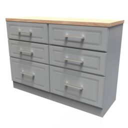 Ready Assembled 2 U Norfolk 6 Drawer Wide Chest (Ready Assembled) in Dark Grey - thumbnail 3