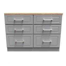 Ready Assembled 2 U Norfolk 6 Drawer Wide Chest (Ready Assembled) in Dark Grey - thumbnail 1