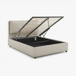 FurnitureboxUK Tilly Cream & Bronze Fabric Ottoman King Size Bed Frame - thumbnail 5