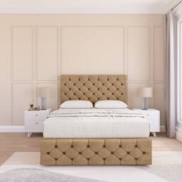 "Sloomy Watson Divan Bed Base No Drawers 12"" Footboard & 54"" Floor Standing Headboard in Light Brown - Size: Small Single" - thumbnail 2