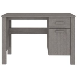 Berkfield Home Desk HAMAR Light Grey 113x50x75 cm Solid Wood Pine - Size: 113 x 50 x 75 cm - thumbnail 5
