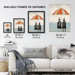 "Artery8 Wall Art Print Traffic Cone Sea View Whimsical Surreal Seaside Artwork By Rob Tidybeard Art Framed in Black - Size: W12"" x H16""" - thumbnail 3