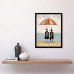 "Artery8 Wall Art Print Traffic Cone Sea View Whimsical Surreal Seaside Artwork By Rob Tidybeard Art Framed in Black - Size: W12"" x H16""" - thumbnail 4