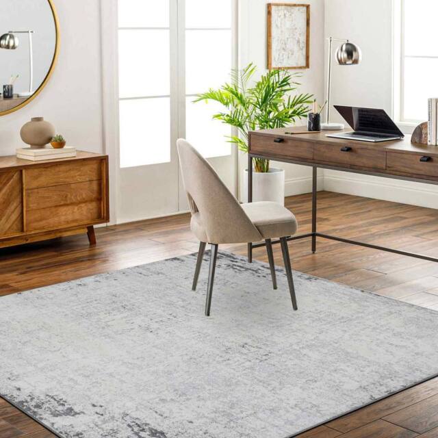 Livabliss Roma-Abstract Gray Blue Brown Modern Marble Living Dining Bedroom Rug in Charcoal - Size: 200 cm x 200 cm - image 1
