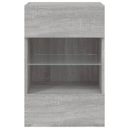 Berkfield Home TV Wall Cabinet with LED Lights Grey Sonoma 40x30x60.5 cm - thumbnail 9