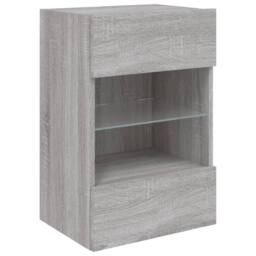 Berkfield Home TV Wall Cabinet with LED Lights Grey Sonoma 40x30x60.5 cm - thumbnail 3