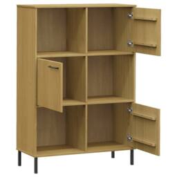 Berkfield Home Beautiful Bookcase with Metal Legs Brown 90x35x128.5 cm Solid Woo - thumbnail 5
