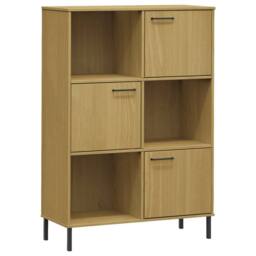 Berkfield Home Beautiful Bookcase with Metal Legs Brown 90x35x128.5 cm Solid Woo - thumbnail 3