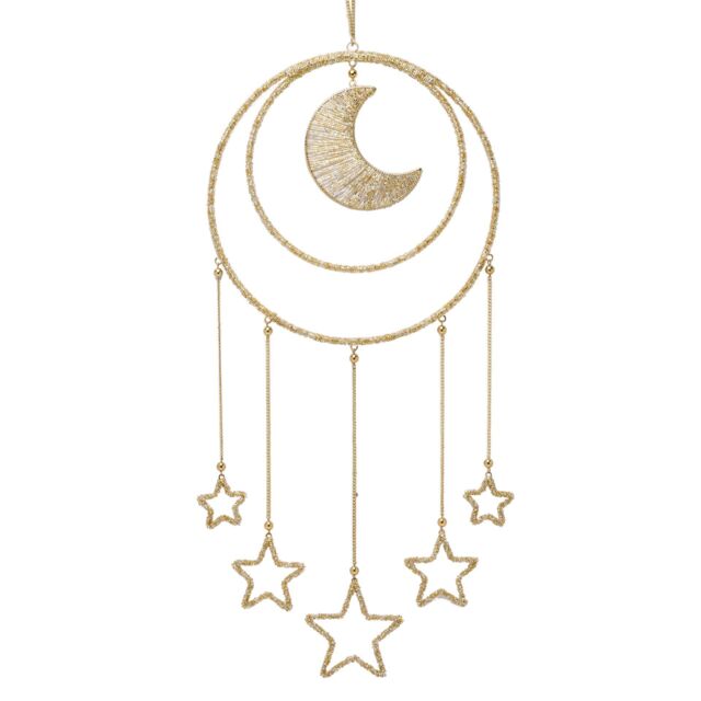 The Christmas Gift Co. Hanging Glass Beaded Moon & Stars in Gold - image 1