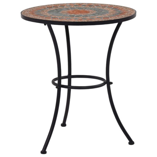 Berkfield Home Mosaic Bistro Table Orange/Grey 60cm Ceramic in Orange - image 1