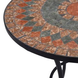 Berkfield Home Mosaic Bistro Table Orange/Grey 60cm Ceramic in Orange - thumbnail 4