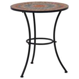 Berkfield Home Mosaic Bistro Table Orange/Grey 60cm Ceramic in Orange - thumbnail 1