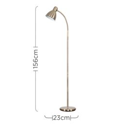 ValueLights Flexi Neck Brushed Brass Floor Lamp in Gold - thumbnail 5