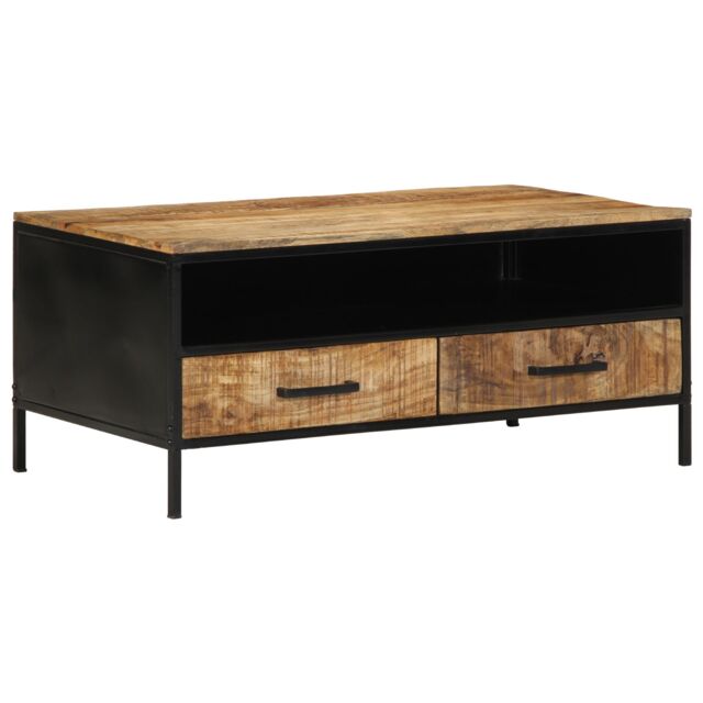 Berkfield Home Coffee Table 90x50x40 cm Solid Wood Rough Mango in Brown - Size: 90 x 50 x 40 cm - image 1