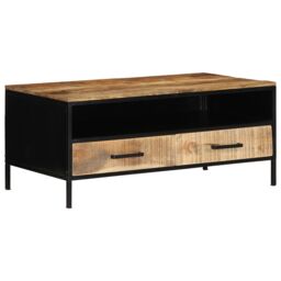 Berkfield Home Coffee Table 90x50x40 cm Solid Wood Rough Mango in Brown - Size: 90 x 50 x 40 cm - thumbnail 3