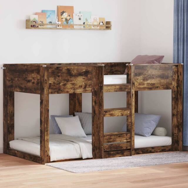Berkfield Home Bunk Bed for Kids Smoked Oak 75 x 190 cm Engineered Wood in Brown - image 1