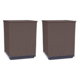 Berkfield Home Planters 2 pcs Brown 30x30x37 cm Polypropylene - Size: 30 x 30 x 37 cm - thumbnail 3