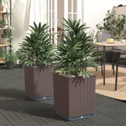 Berkfield Home Planters 2 pcs Brown 30x30x37 cm Polypropylene - Size: 30 x 30 x 37 cm - thumbnail 2