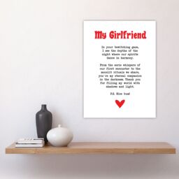 "Artery8 Love Poem Goth Girlfriend Romantic Poetry Fun Wall Art Print in White - Size: W24"" x H32""" - thumbnail 4