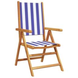 Berkfield Home Reclining Garden Chairs 8 pcs Blue & White Fabric & Solid Wood