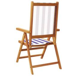 Berkfield Home Reclining Garden Chairs 8 pcs Blue & White Fabric & Solid Wood - thumbnail 6