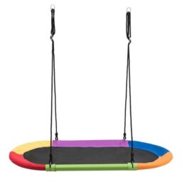 Costway 150 cm Oval Swing with Height-Adjustable Rope for Outdoor Indoor - thumbnail 1