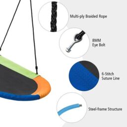 Costway 150 cm Oval Swing with Height-Adjustable Rope for Outdoor Indoor - thumbnail 6