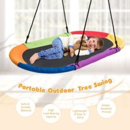 Costway 150 cm Oval Swing with Height-Adjustable Rope for Outdoor Indoor - thumbnail 7